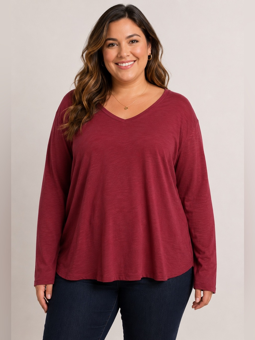 SONOMA Everyday Tee V-Neck Long Sleeve Casual Soft Top 2XL